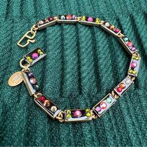 Anne Koplik Vintage Multicolor Rectangular Chain Link Bracelet
